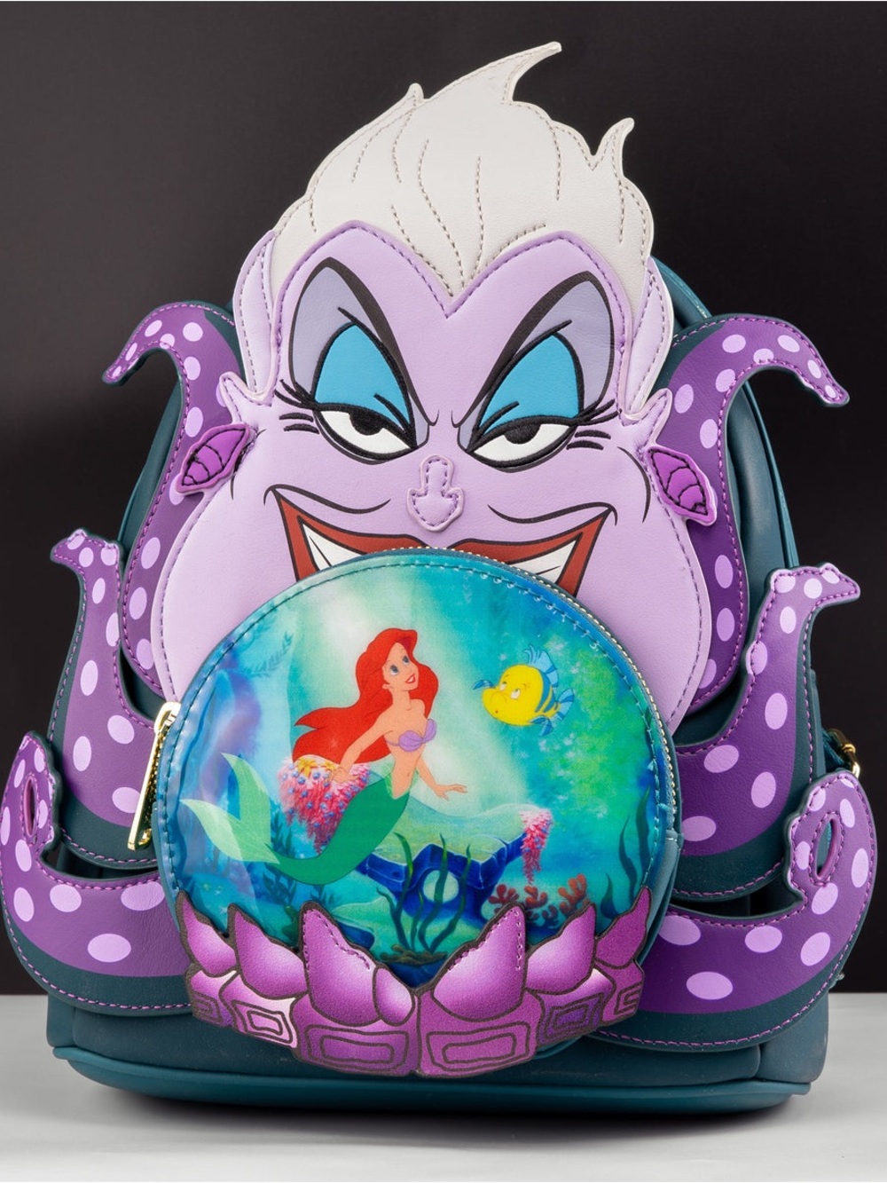 Ursula-Themed Purple Octopus Women's Bag with Ariel Front Pocket
